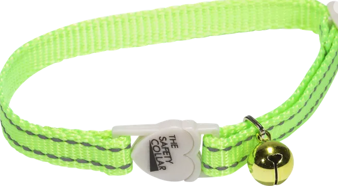 REFLECTIVE THREAD CAT COLLAR - FLURO GREEN